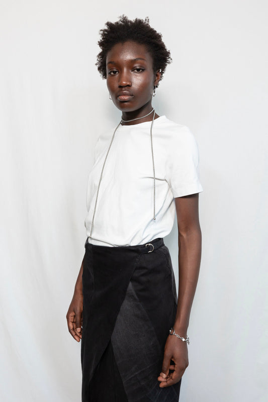 Long Denim Wrap Skirt