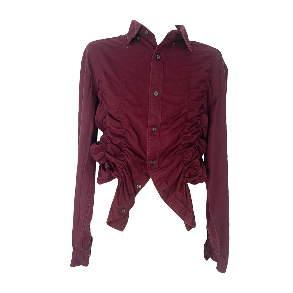 Hugo Ruched Shirt Long Sleeve Burgundy