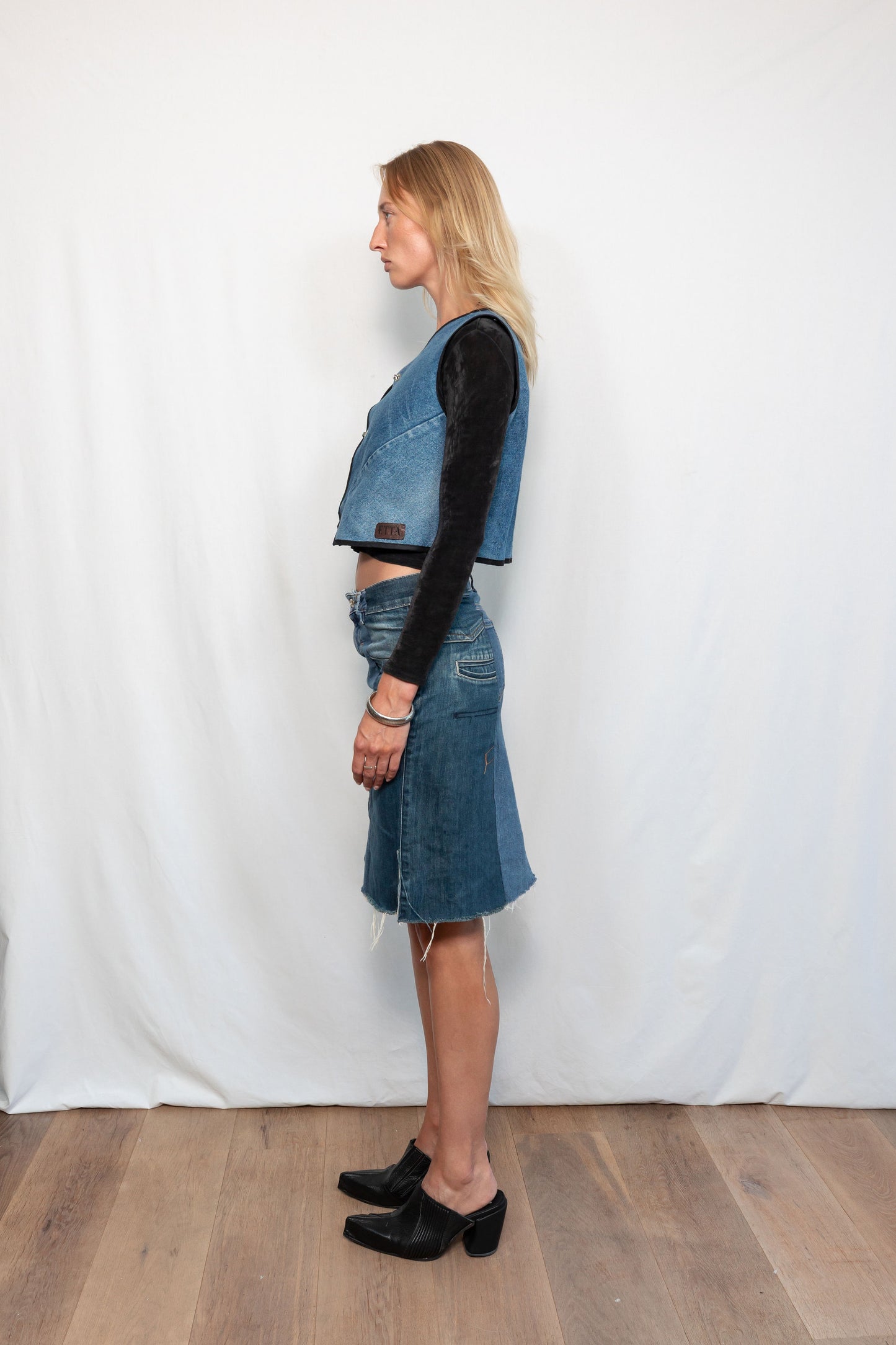 Pins Vest Blue Denim