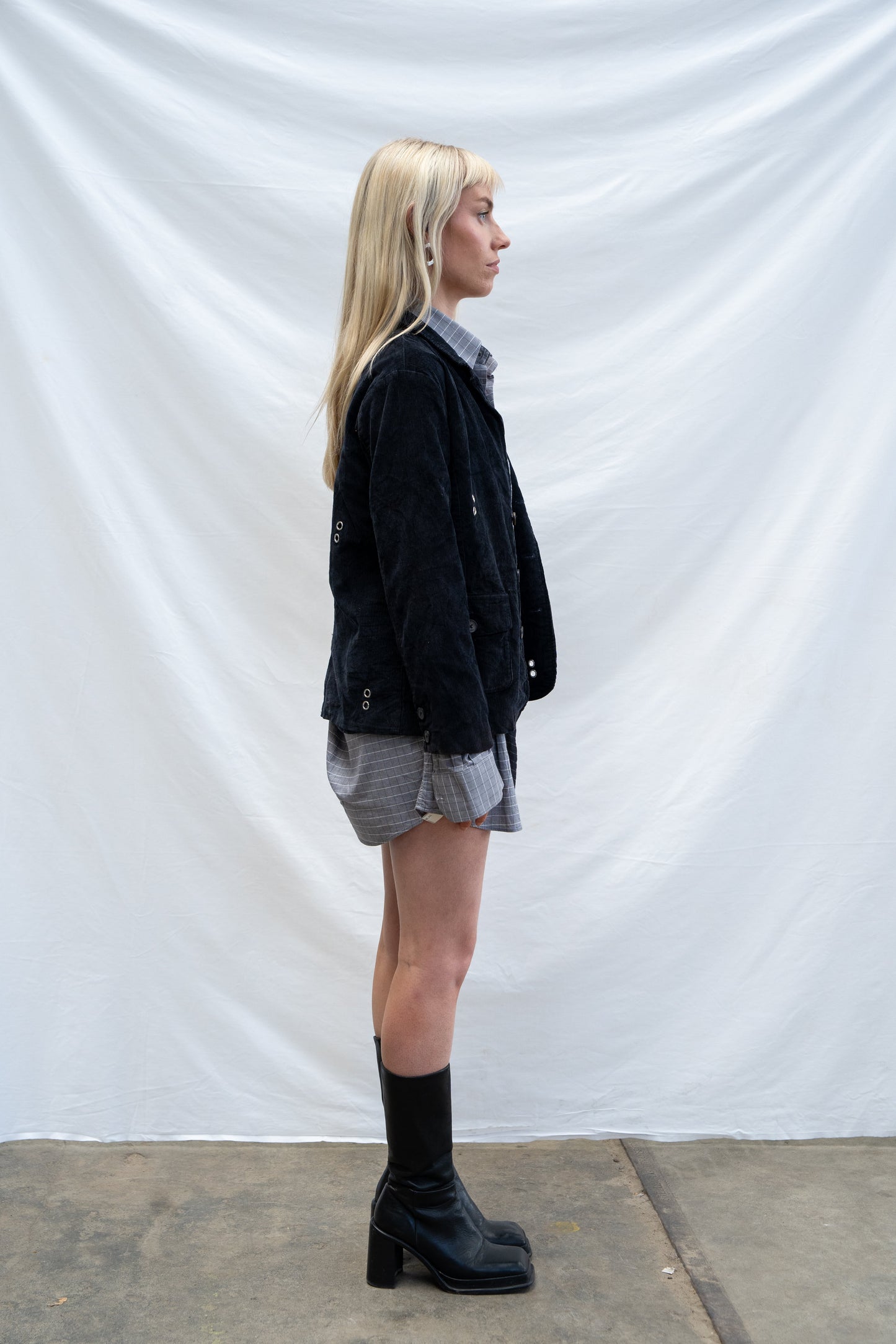 Rio Eyelet Cord Blazer Black