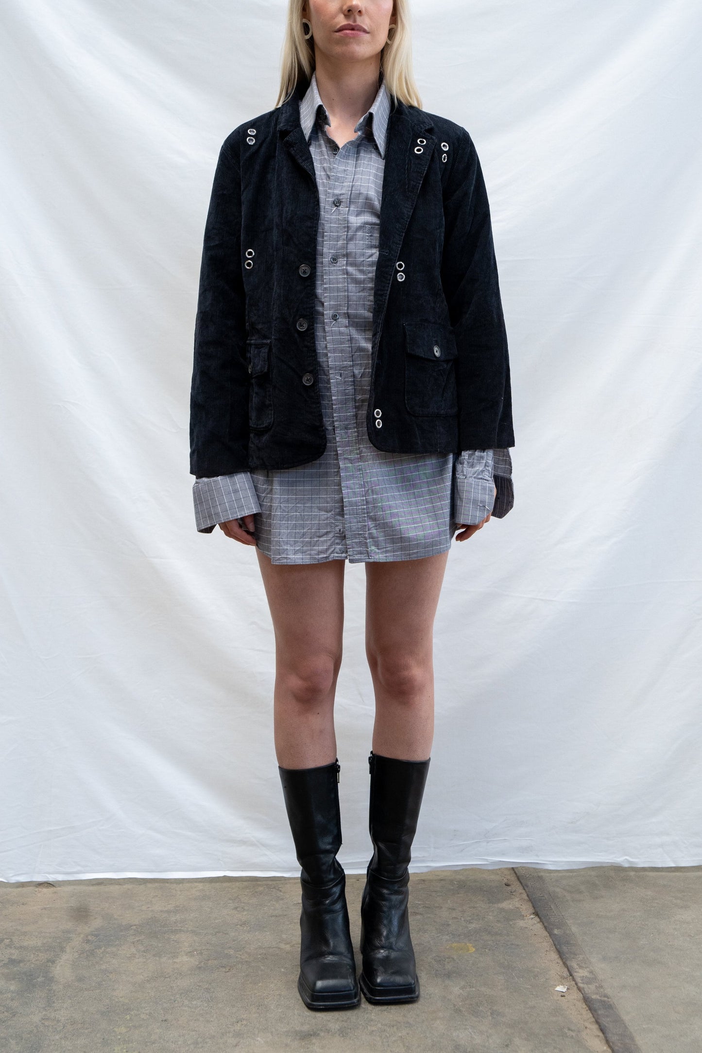 Rio Eyelet Cord Blazer Black