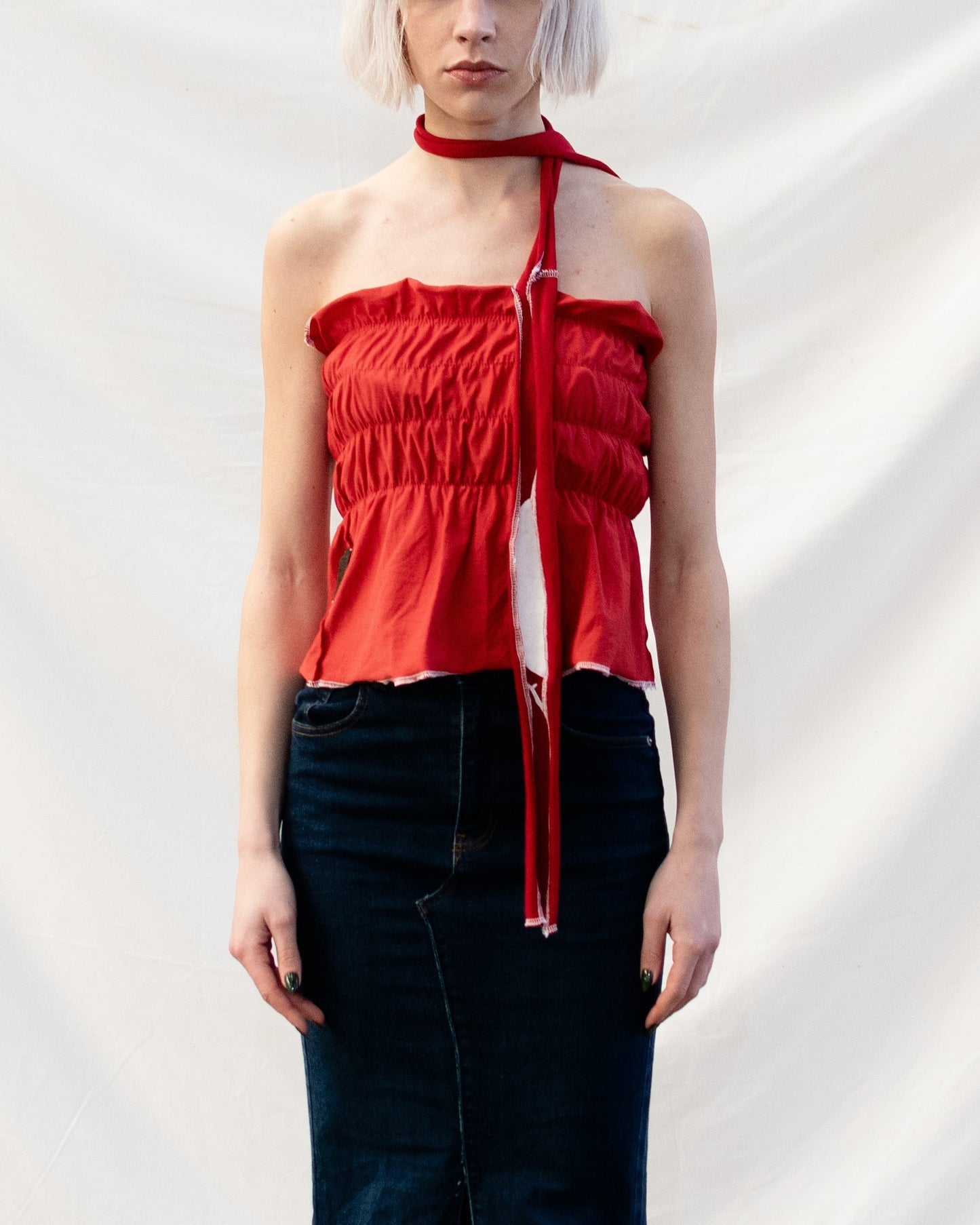 Cauliflower Top & Scarf Red