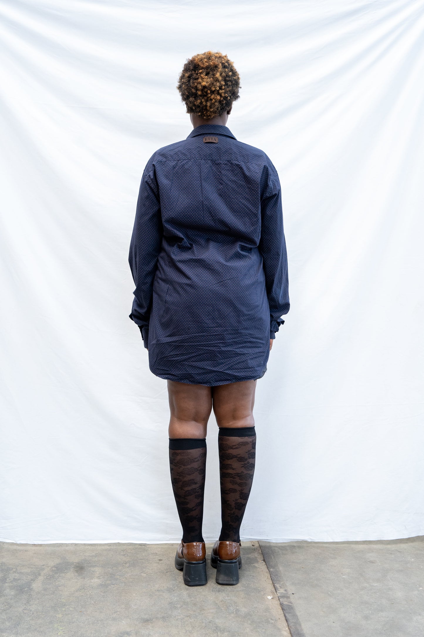 Nancy Eyelet Shirt Blue Spotty