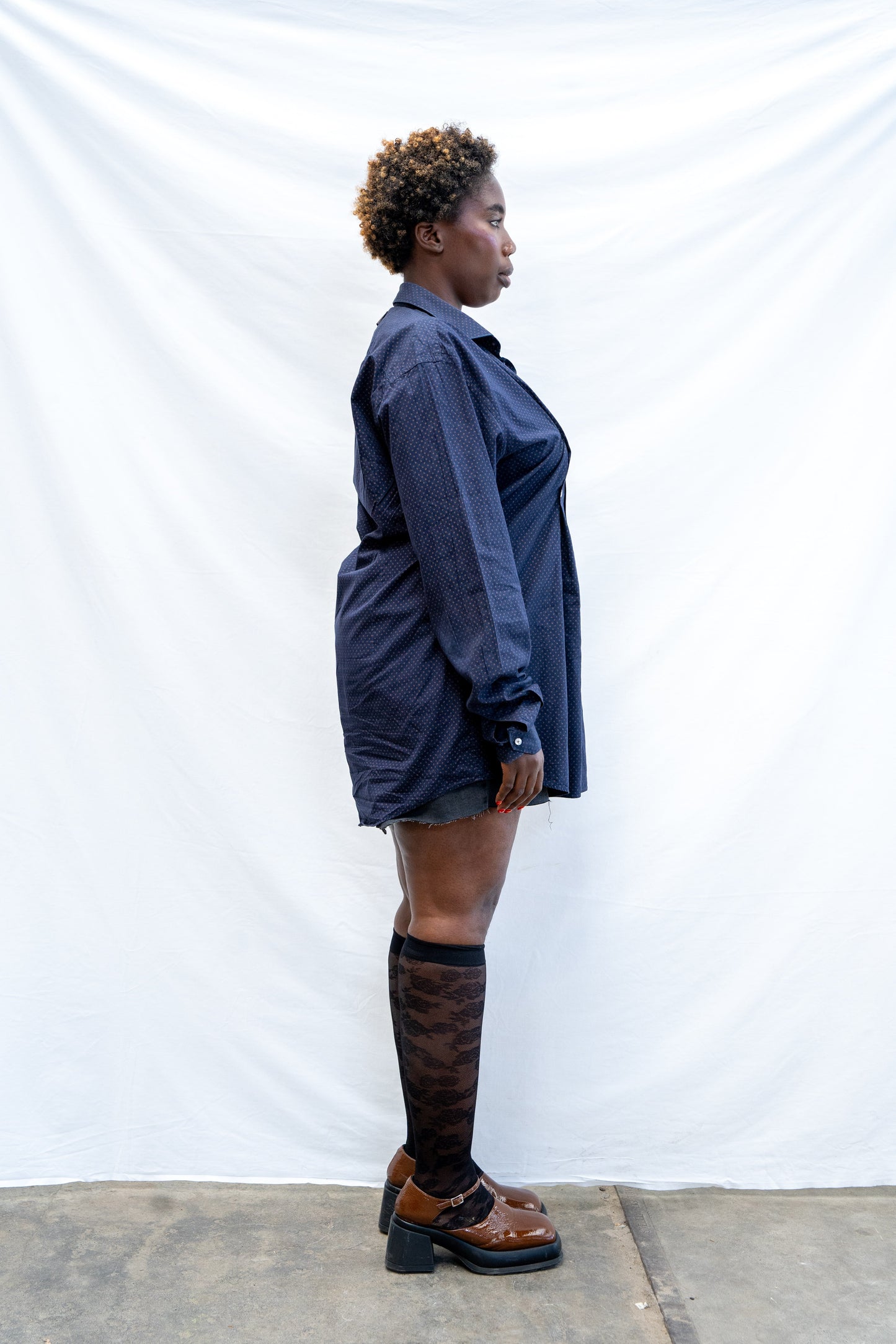 Nancy Eyelet Shirt Blue Spotty