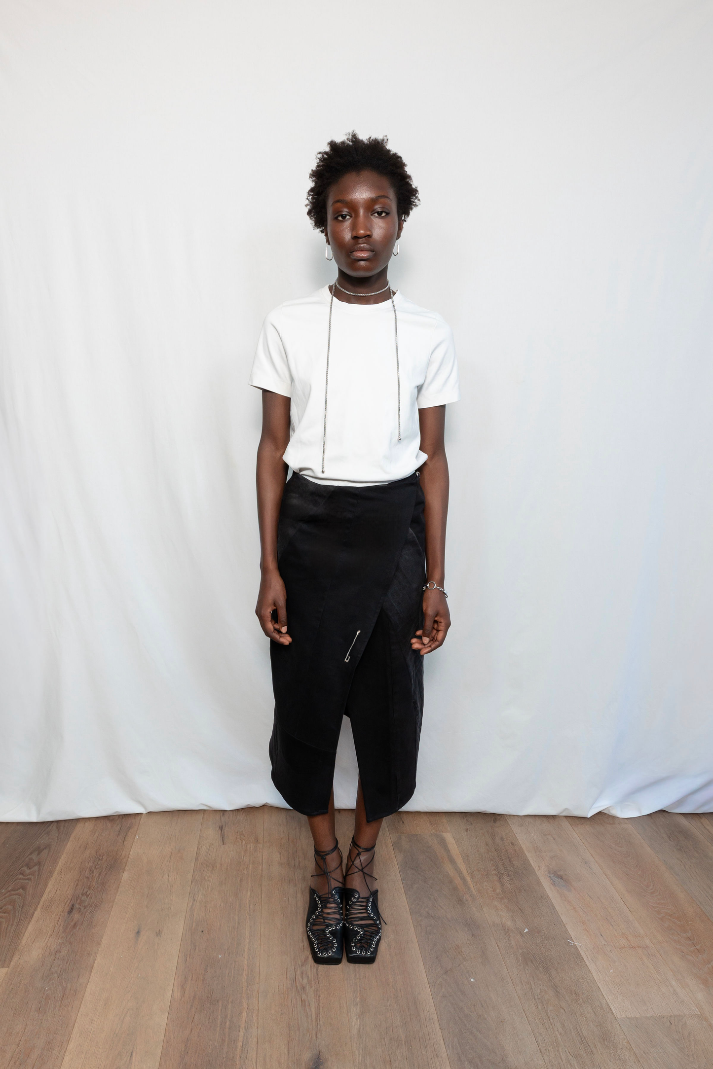 Long Denim Wrap Skirt