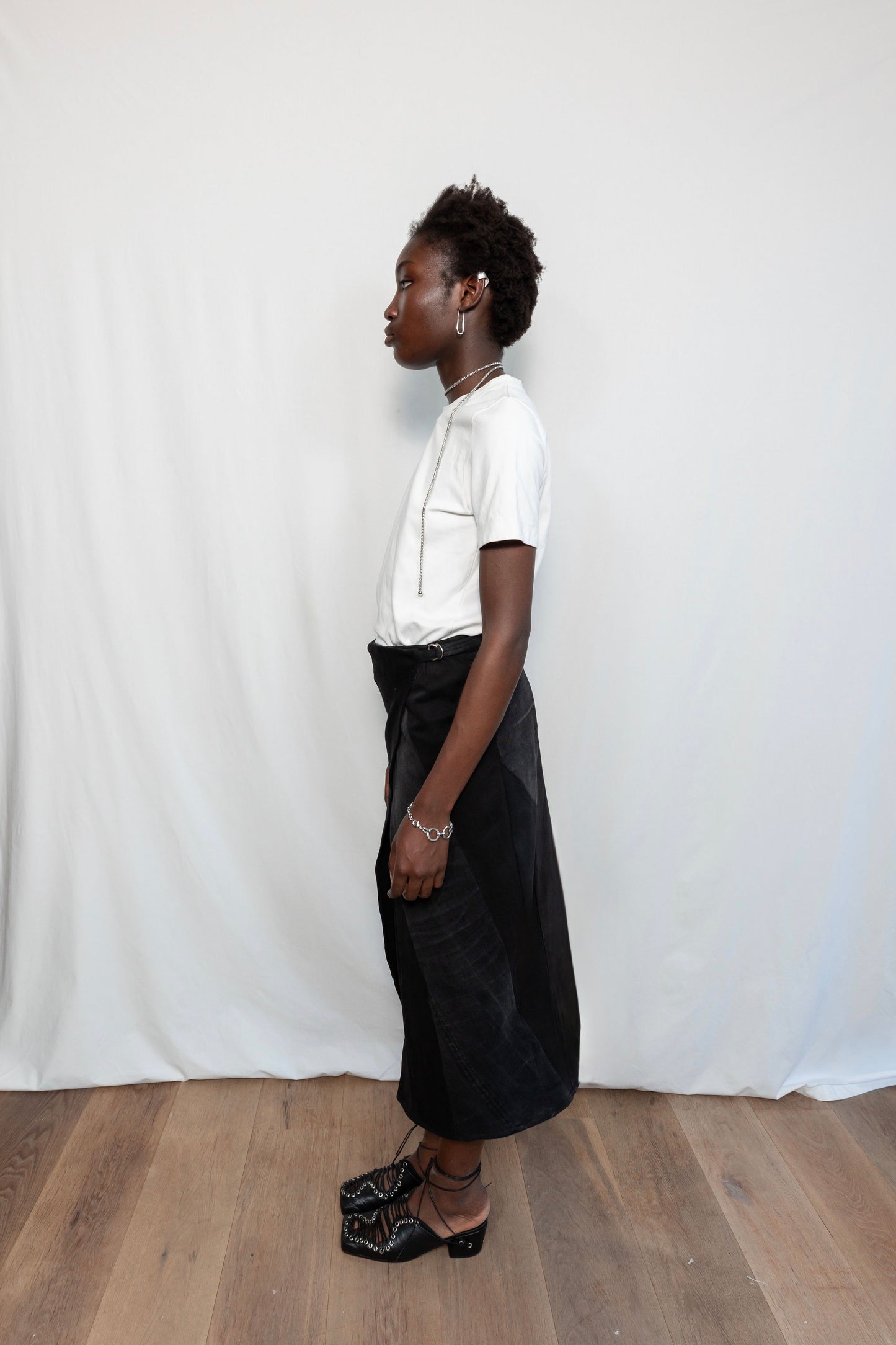 Long Denim Wrap Skirt